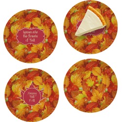 Fall Leaves Set of 4 Glass Appetizer / Dessert Plate 8"