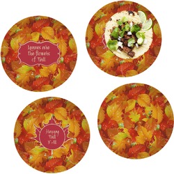 Fall Leaves Set of 4 Glass Lunch / Dinner Plate 10"