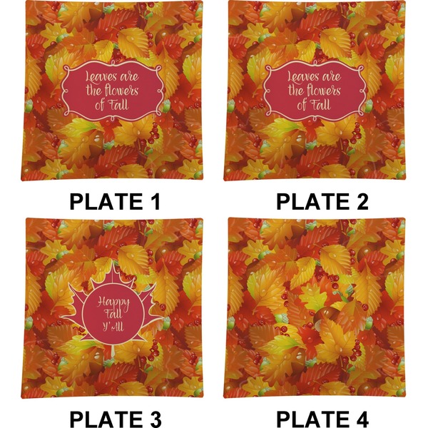 Fall Leaves Set of Square Dinner Plates (Approval)