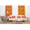 Fall Leaves Sheer and Custom Curtains in Room with Matching Pillows