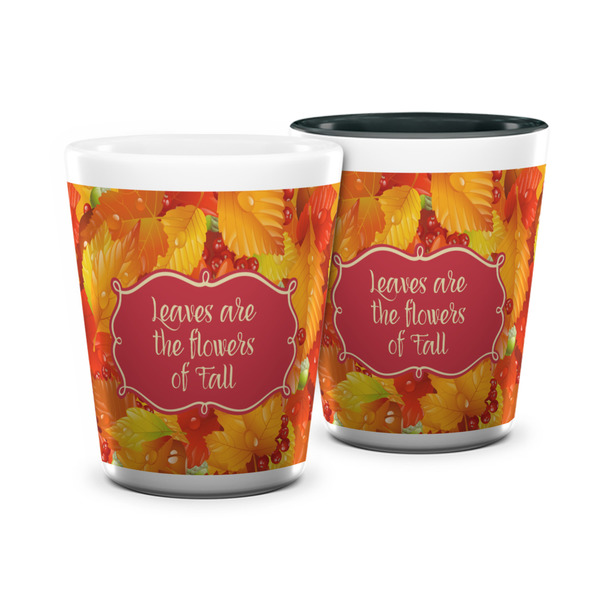 Custom Fall Leaves Ceramic Shot Glass - 1.5 oz