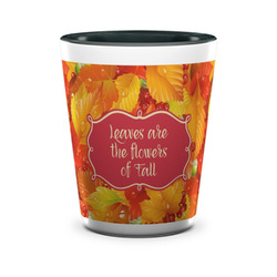 Fall Leaves Ceramic Shot Glass - 1.5 oz - Two Tone - Set of 4