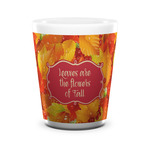 Fall Leaves Ceramic Shot Glass - 1.5 oz - White - Set of 4