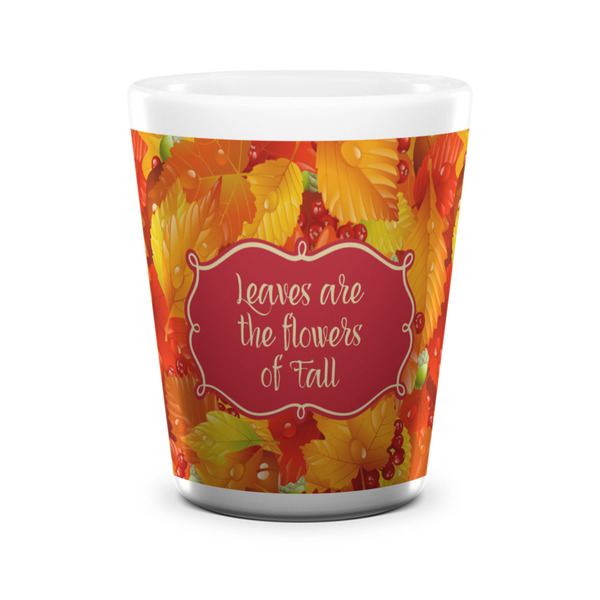 Fall Leaves Shot Glass - White - FRONT
