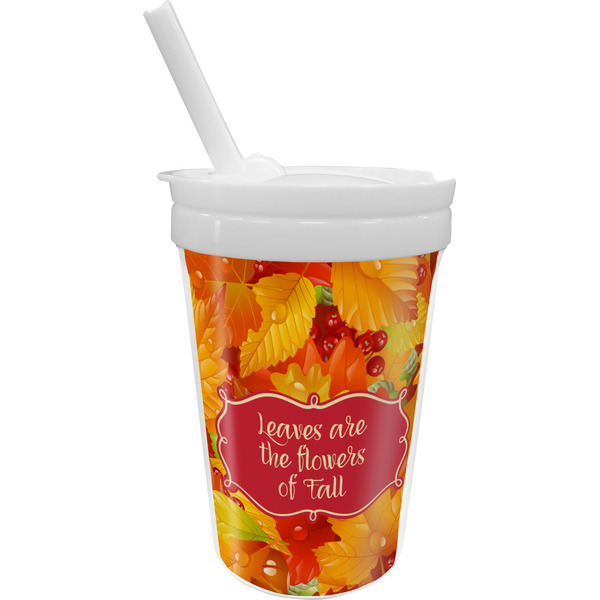 Custom Fall Leaves Sippy Cup with Straw