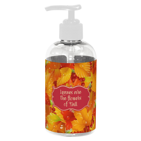 Custom Fall Leaves Plastic Soap / Lotion Dispenser (8 oz - Small - White)