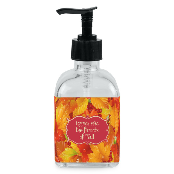 Custom Fall Leaves Glass Soap & Lotion Bottle - Single Bottle (Personalized)