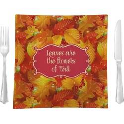 Fall Leaves Glass Square Lunch / Dinner Plate 9.5"