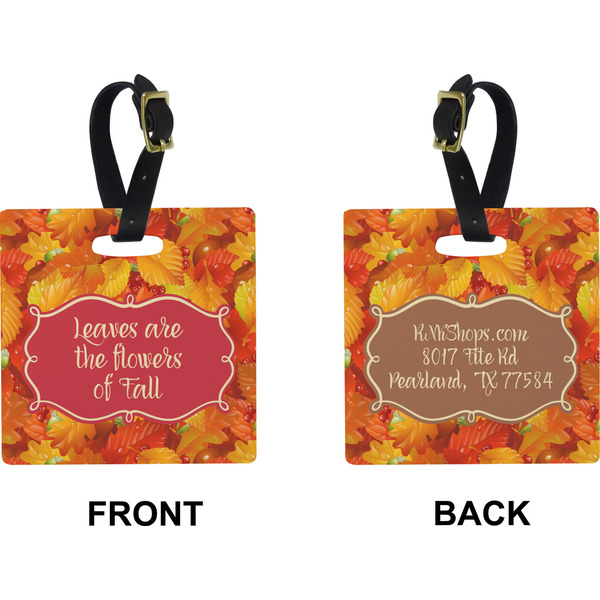 Fall Leaves Square Luggage Tag (Front + Back)