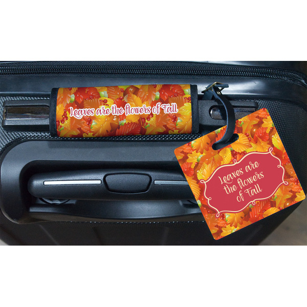 Fall Leaves Square Luggage Tag & Handle Wrap - In Context