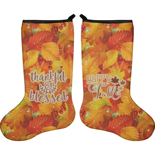 Custom Fall Leaves Holiday Stocking - Double-Sided - Neoprene