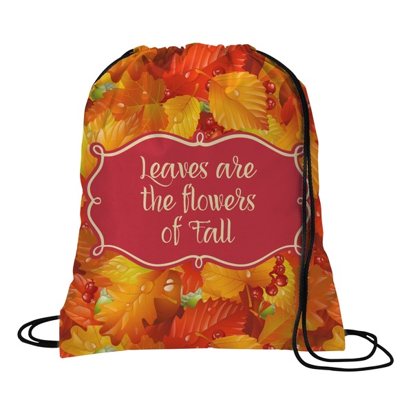 Custom Fall Leaves Drawstring Backpack - Medium