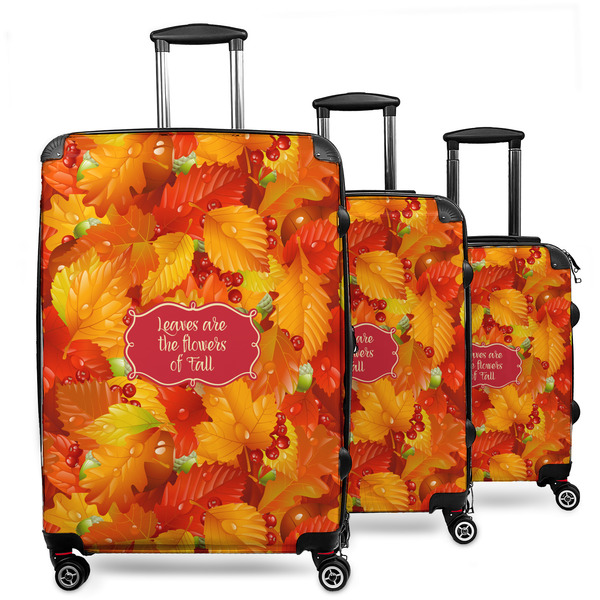 Custom Fall Leaves 3 Piece Luggage Set - 20" Carry On, 24" Medium Checked, 28" Large Checked