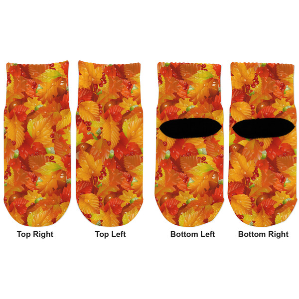 Fall Leaves Toddler Ankle Socks - Double Pair - Front and Back - Apvl