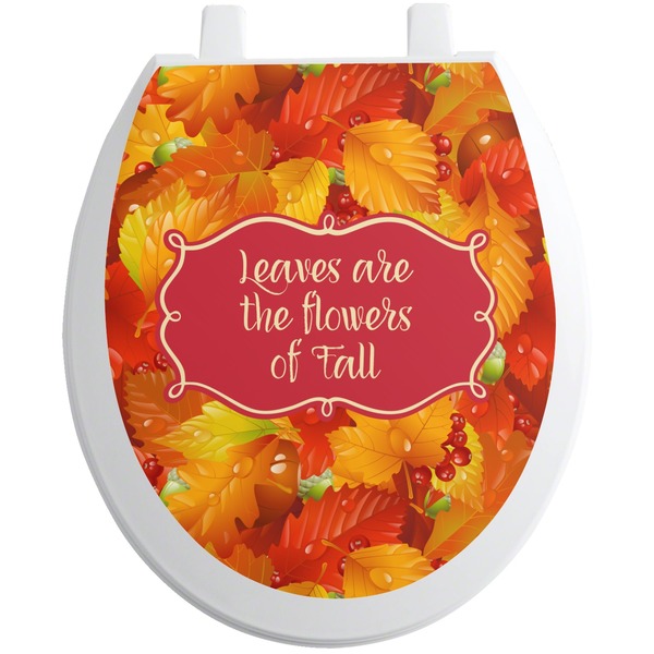 Custom Fall Leaves Toilet Seat Decal - Round