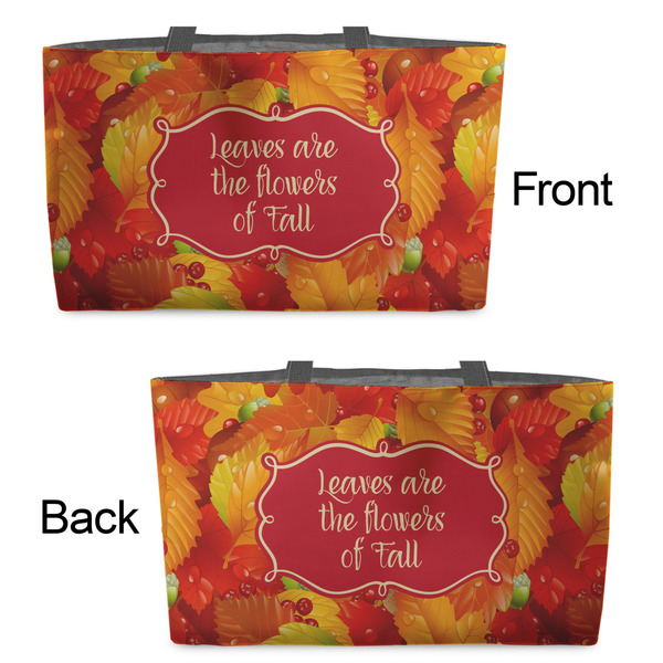 Fall Leaves Tote w/Black Handles - Front & Back Views