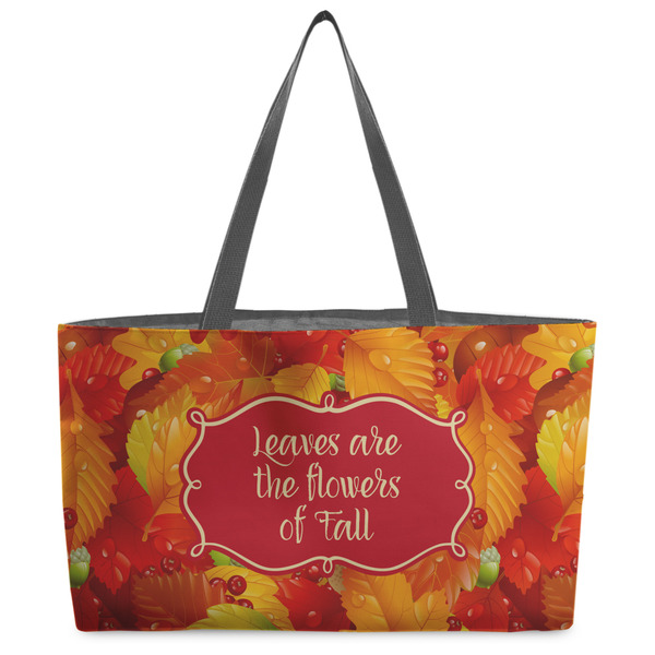 Custom Fall Leaves Beach Totes Bag - w/ Black Handles