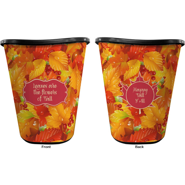 Fall Leaves Trash Can Black - Front and Back - Apvl
