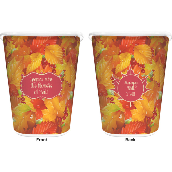 Fall Leaves Trash Can White - Front and Back - Apvl