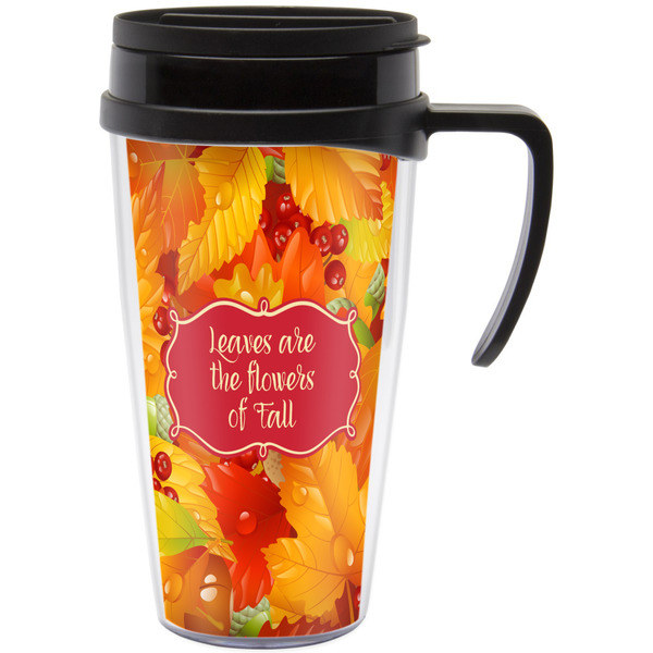 Custom Fall Leaves Acrylic Travel Mug with Handle