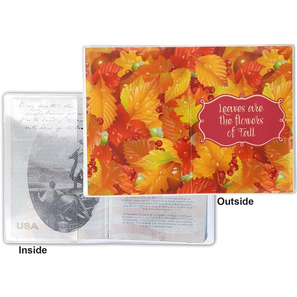 Fall Leaves Vinyl Passport Holder - Flat Front and Back
