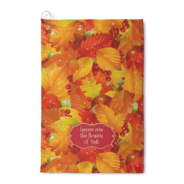 Custom Fall Leaves Waffle Weave Golf Towel
