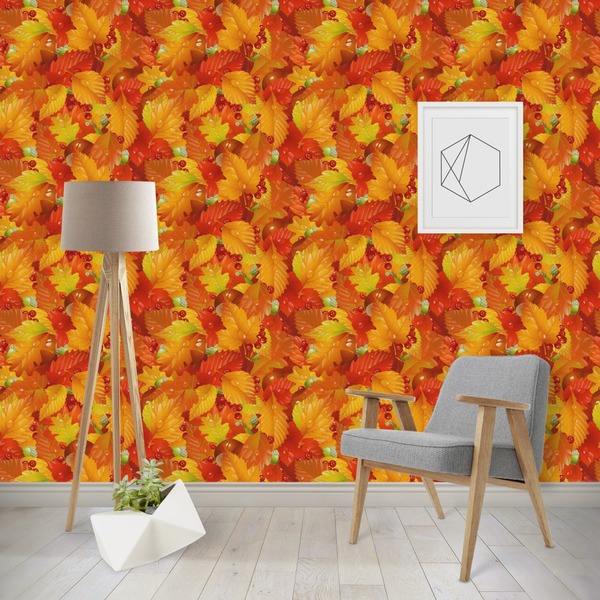 Custom Fall Leaves Wallpaper & Surface Covering