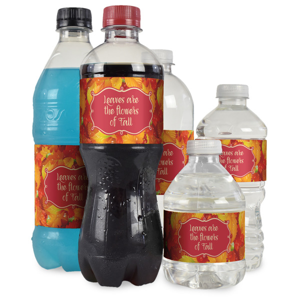 Fall Leaves Water Bottle Label - Multiple Bottle Sizes
