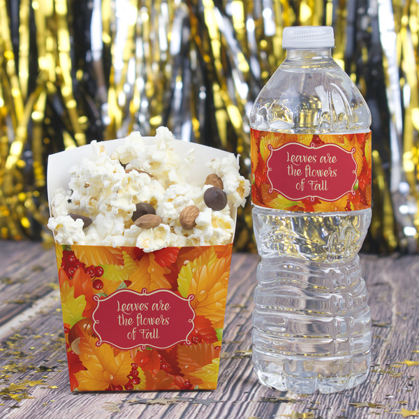 Fall Leaves Water Bottle Label - w/ Favor Box