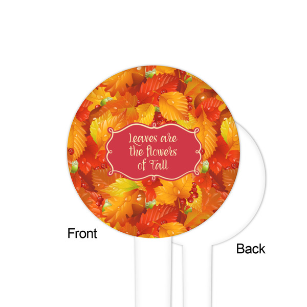 Fall Leaves White Plastic 4" Food Pick - Round - Single Sided - Front & Back