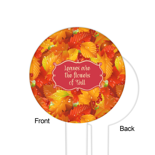 Fall Leaves White Plastic 6" Food Pick - Round - Single Sided - Front & Back