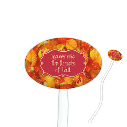 Fall Leaves 7" Oval Plastic Stir Sticks - White - Double Sided