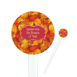 Fall Leaves 7" Round Plastic Stir Sticks - White - Double Sided