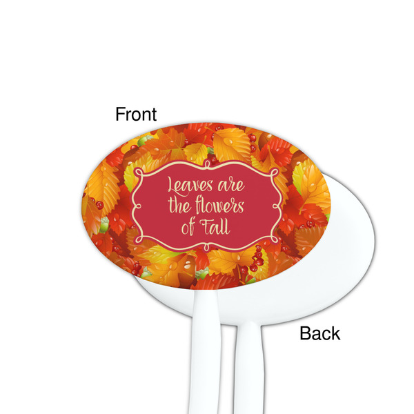 Fall Leaves White Plastic 7" Stir Stick - Single Sided - Oval - Front & Back