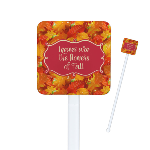 Custom Fall Leaves Square Plastic Stir Sticks - Single Sided