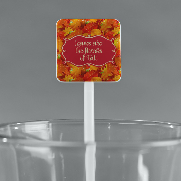 Fall Leaves White Plastic Stir Stick - Square - Main