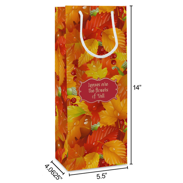 Fall Leaves Wine Gift Bag - Dimensions