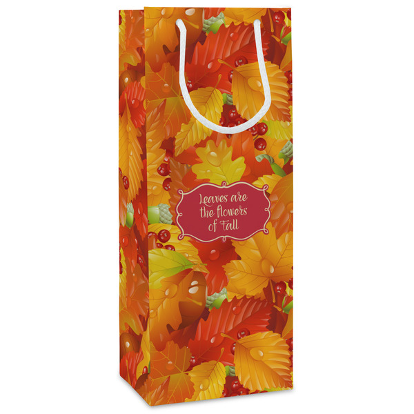 Custom Fall Leaves Wine Gift Bags - Matte