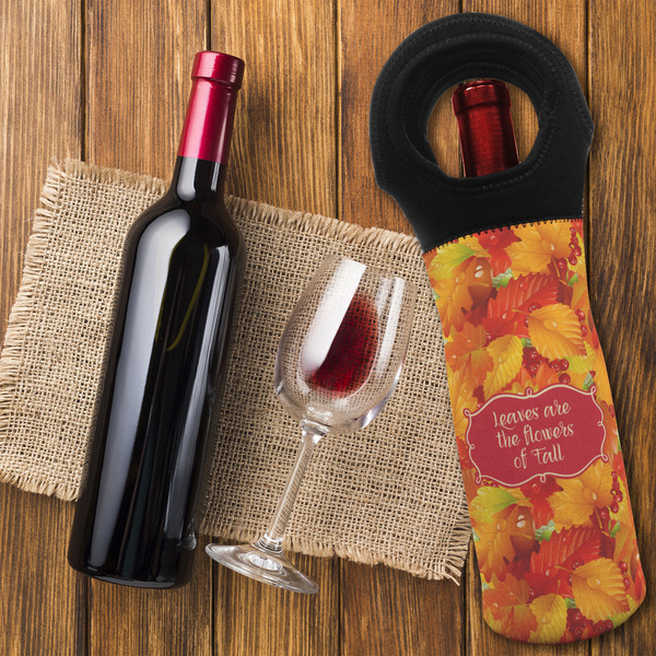 Fall Leaves Wine Tote Bag - FLATLAY