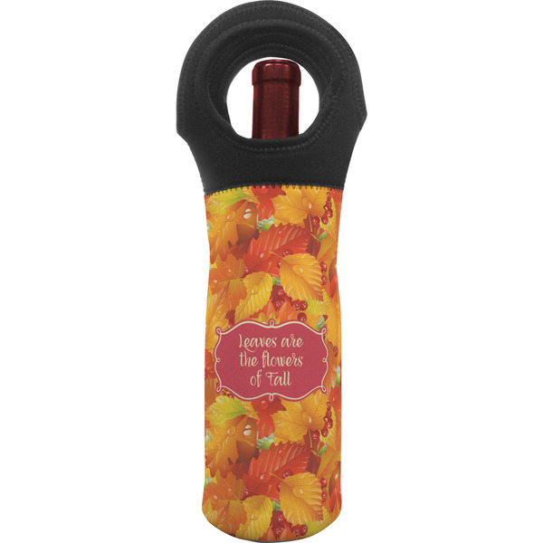 Custom Fall Leaves Wine Tote Bag