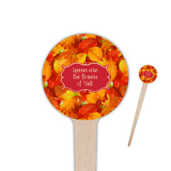 Fall Leaves 4" Round Wooden Food Picks - Single Sided