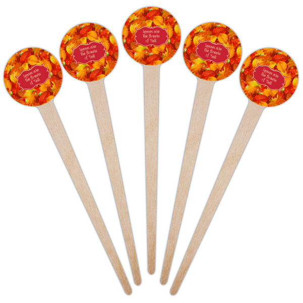 Fall Leaves Wooden 4" Food Pick - Round - Fan View