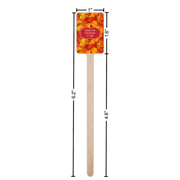 Fall Leaves Wooden 6.25" Stir Stick - Rectangular - Dimensions