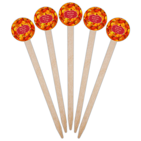 Fall Leaves Wooden 6" Food Pick - Round - Fan View