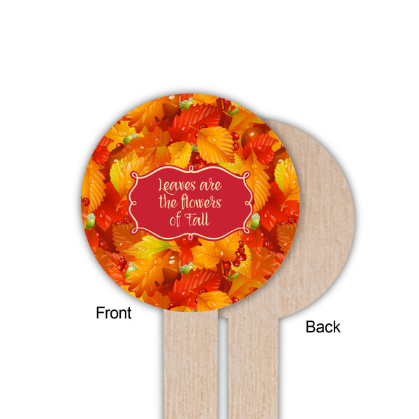 Fall Leaves Wooden 6" Food Pick - Round - Single Sided - Front & Back