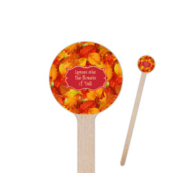 Fall Leaves 6" Round Wooden Stir Sticks - Single Sided