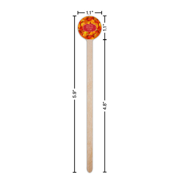 Fall Leaves Wooden 6" Stir Stick - Round - Dimensions