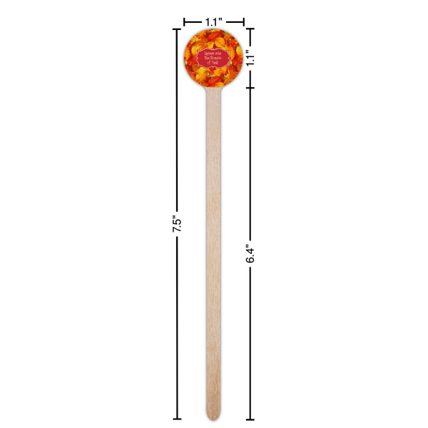 Fall Leaves Wooden 7.5" Stir Stick - Round - Dimensions