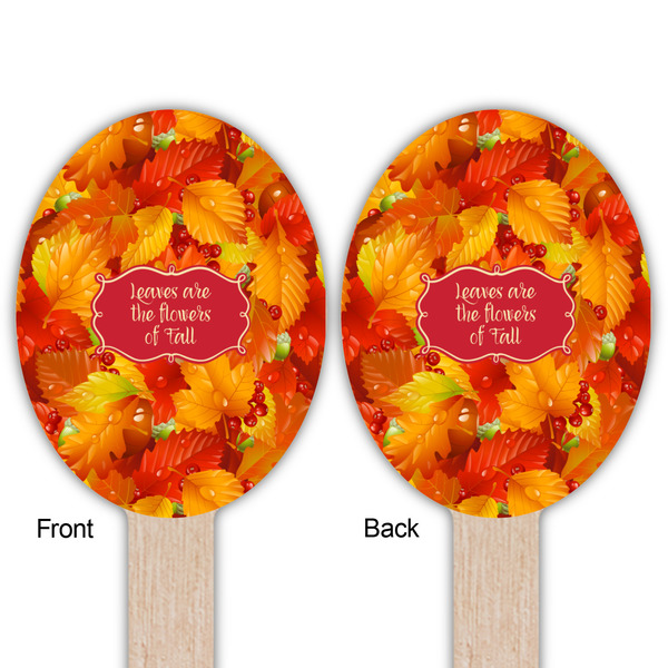 Fall Leaves Wooden Food Pick - Oval - Double Sided - Front & Back