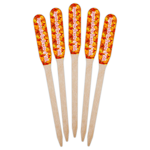 Fall Leaves Wooden Food Pick - Paddle - Fan View